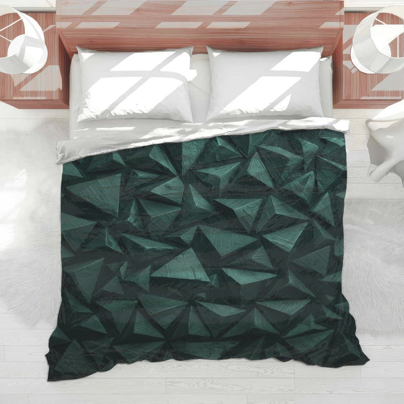 Green Geometric Pyramids Comforter, Twin