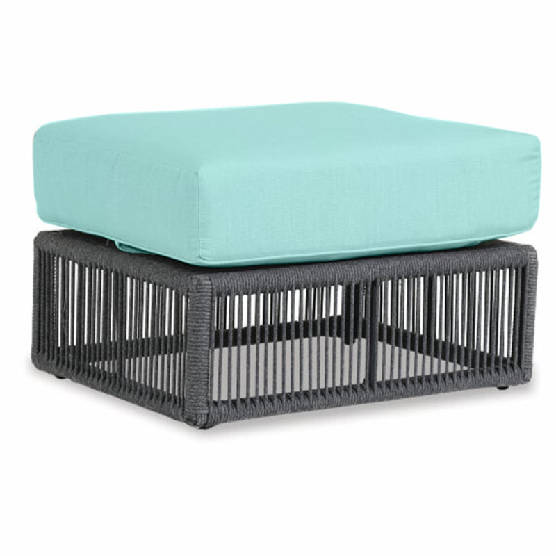 Milano Outdoor Ottoman, Dupione Celeste Sunbrella®