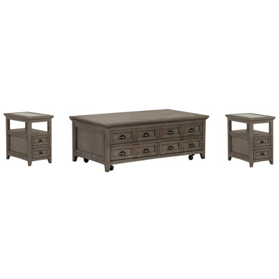 Lift Top Storage Caster Cocktail Table With 2 Chairside End Table