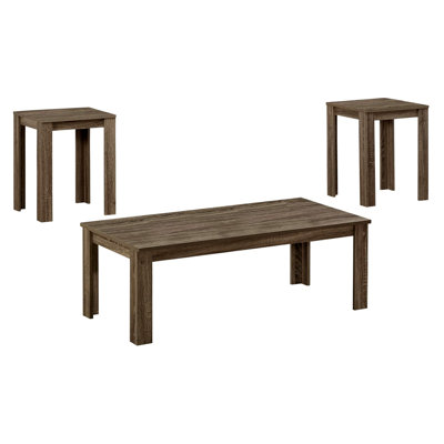 Ensemble de table, ensemble de 3 pièces, café, bout, côté, accent, salon, stratifié brun, transitionnel