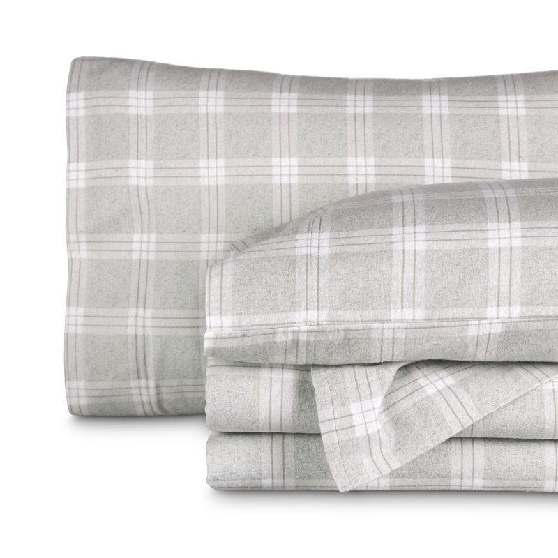 Ensemble de draps 100% flanelle de coton, Ensemble de draps pour très grand lit avec 2 taie