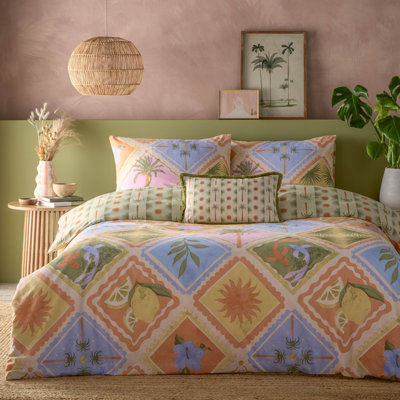 Tropicala Cotton Blend Abstract Duvet Cover Set with Pillowcases Included