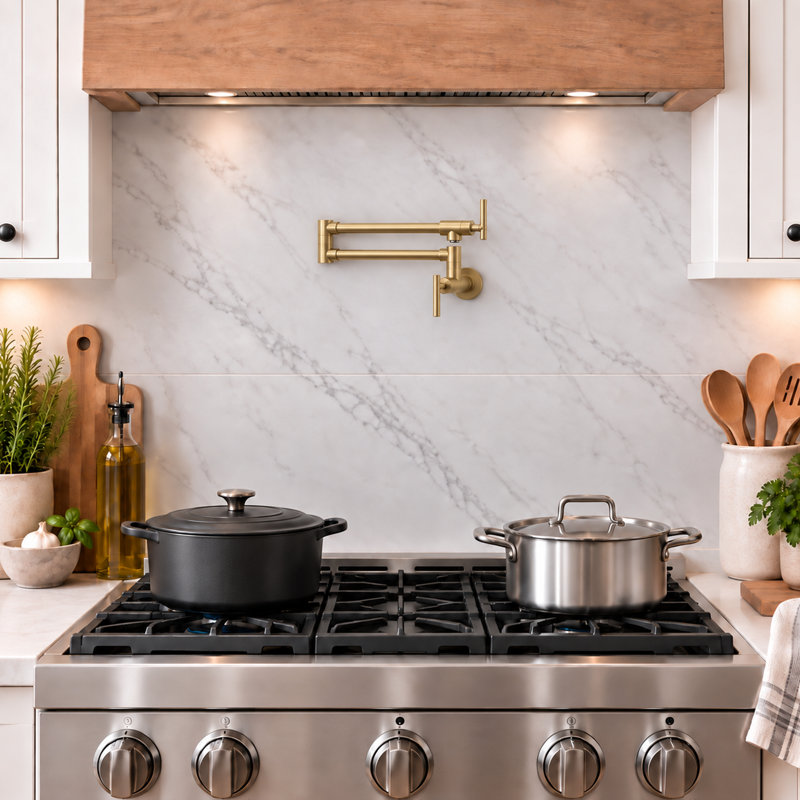 Wall Mounted Pot Filler, Brushed Gold