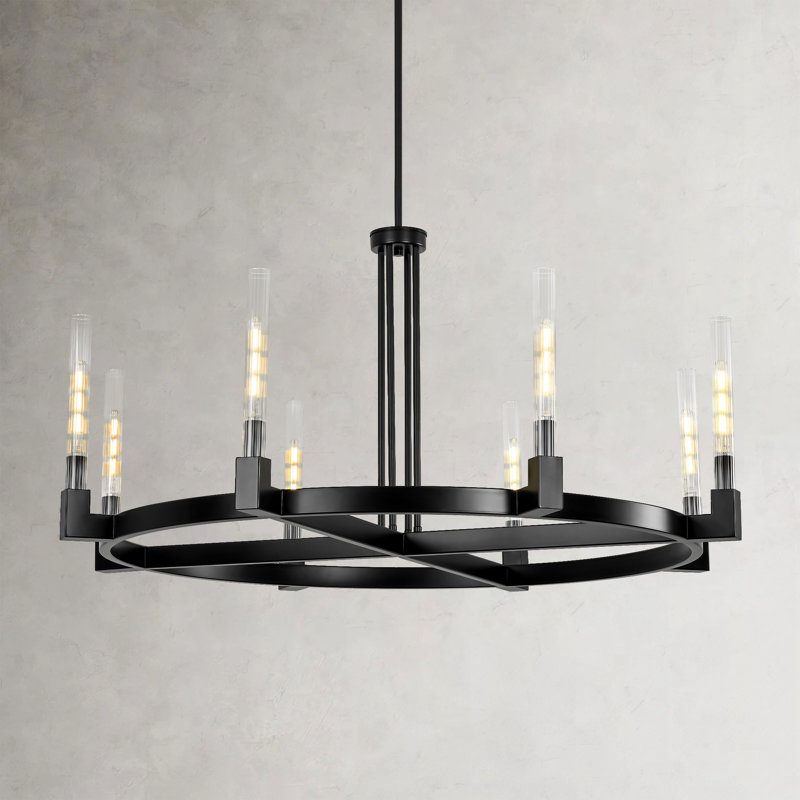 Lustre en verre à 8 lumières à roulettes