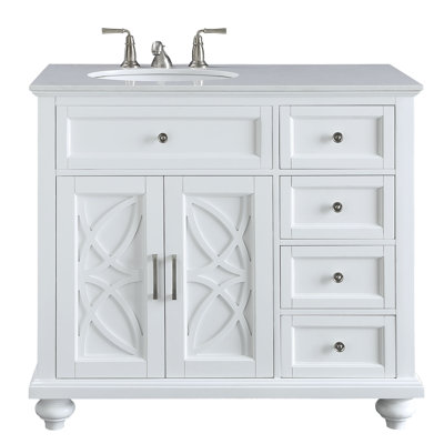 Conjetta 38"W x 22"D Bath Vanity with Marble Vanity Top and Basin