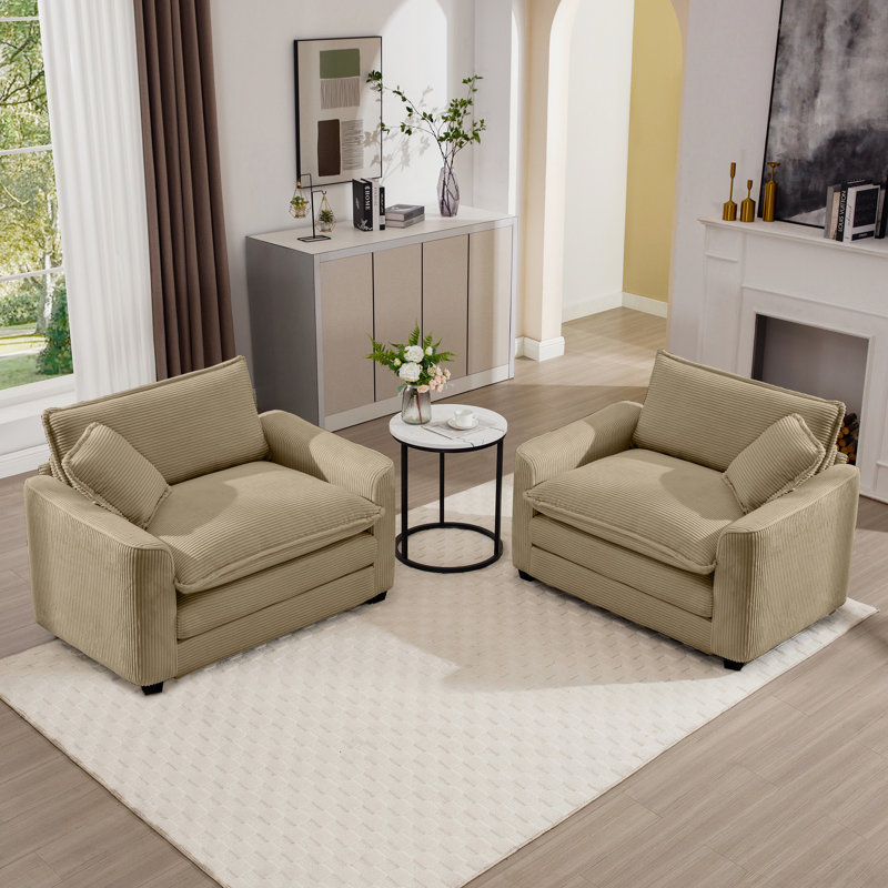 Velours côtelé beige avec deux fauteuils individuels - Créer une chambre et un bureau élégants 2. Améliorer l'ambiance de