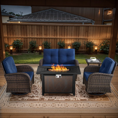 Aluel 5-Pieces Outdoor Fire Pit Table Combination Set
