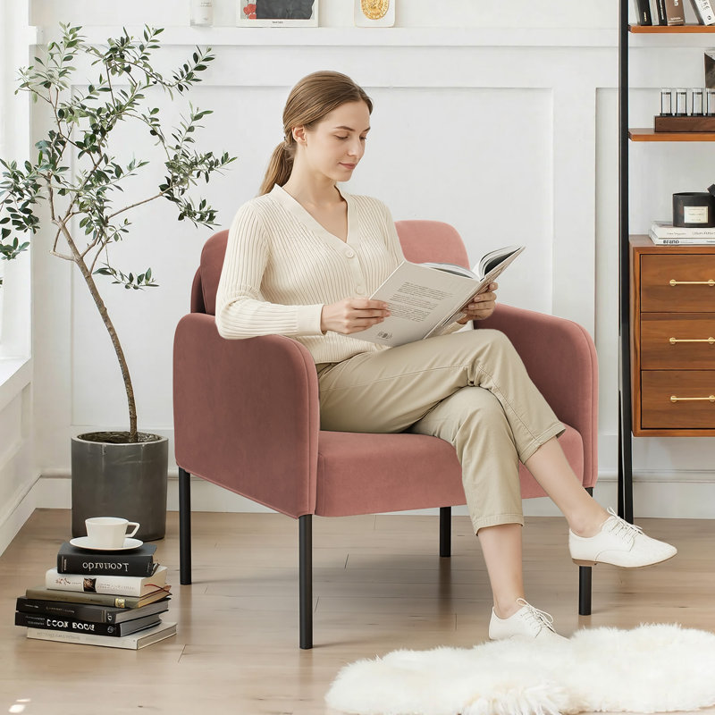 Velvet Armchair, Pink