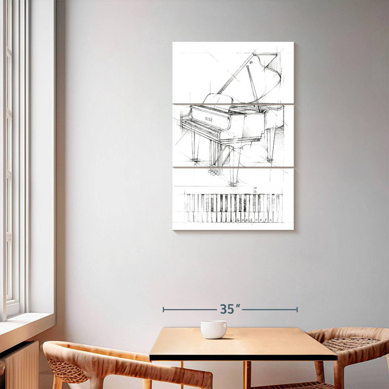 Abarca Piano Sketch, 57" H x 36" W
