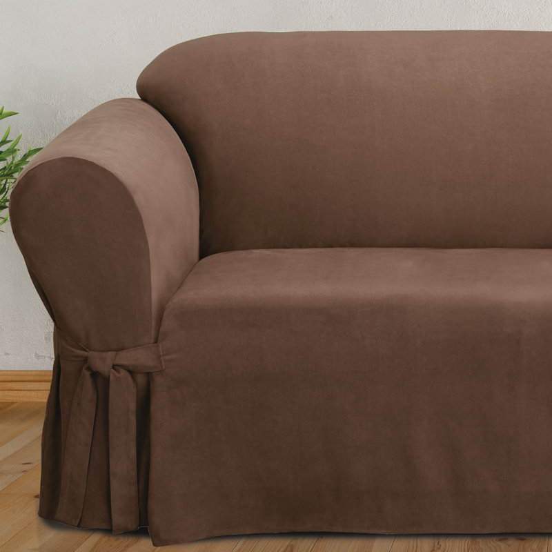 Chocolate Stretchable Suede Sofa Slipcover