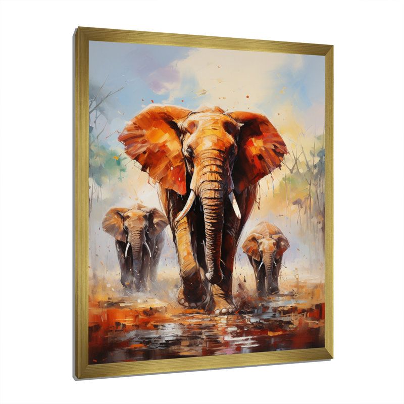 Bacil Elephant Elephant Parade, reproduction d'art sur toile, H 32 po x l 24 po x P 1 po, Encadrement doré