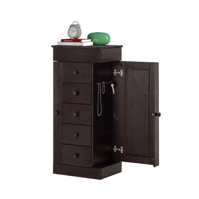 Imran Freestanding Solid Wood Jewelry Armoire, Havana