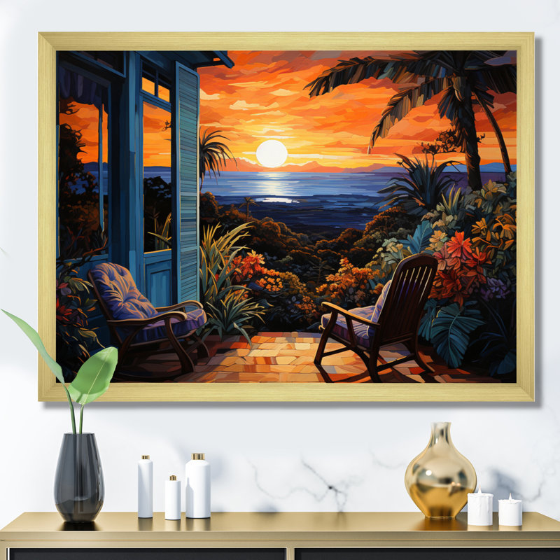 Reproduction d'art sur toile, hôtels et complexes hôteliers, H 34 po x l 44 po x P 1,5 po, Encadrement doré
