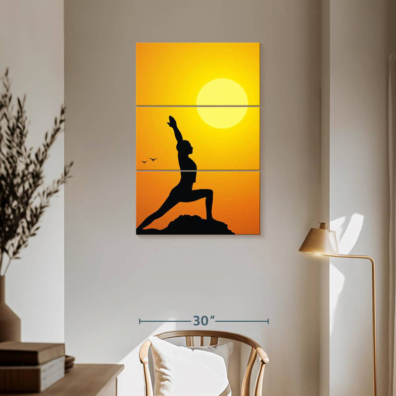 Senne, coucher de soleil, yoga, H 57 po x l 36 po