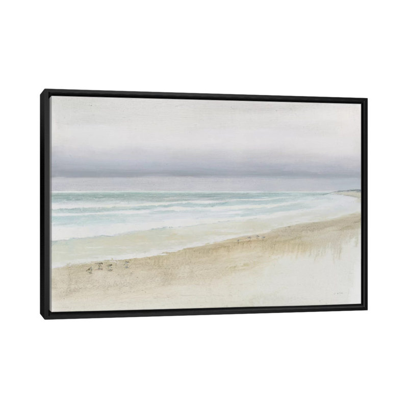 " Serene Seaside " by James Wiens, 18" H x 26" W x 1.5" D, Black Framed Canvas, No Matte