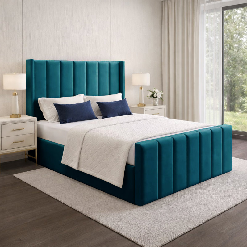 Premium Wingback Storage Bed Frame, Double (4'6), Mallard