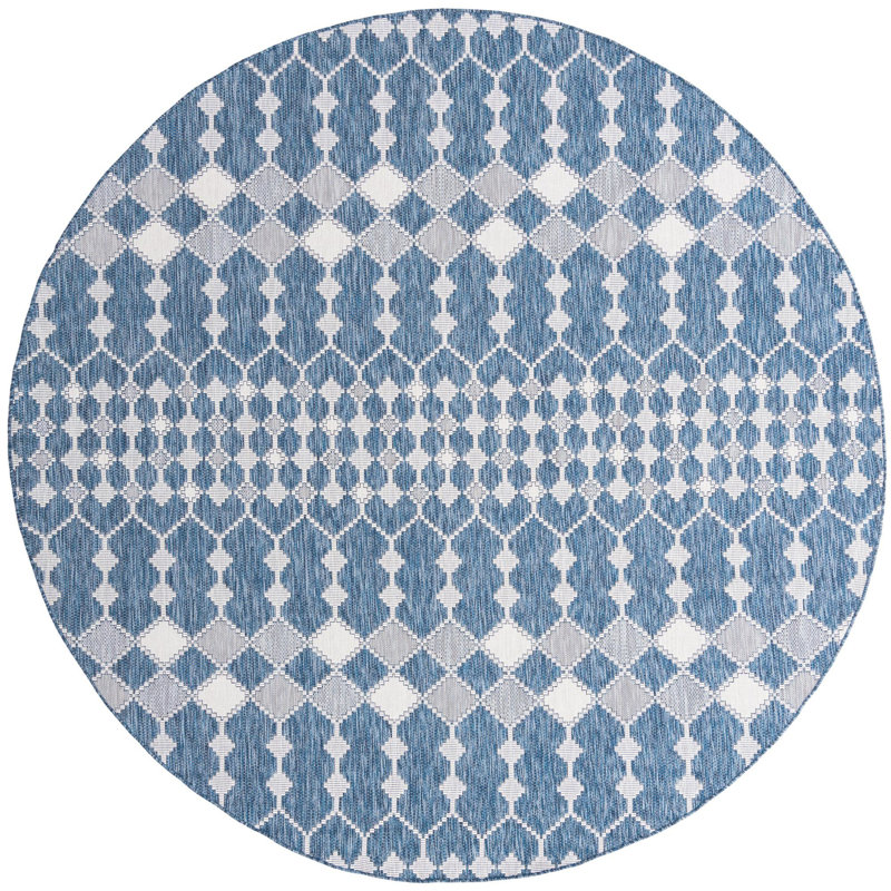 Outdoor Preen Area Rug Denim Color, Round 3'