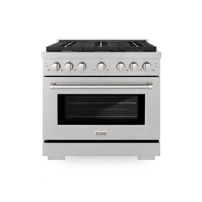 ZLINE 36" Paramount Dual Fuel DuraSnow® Range w/ 6 Brass Burners & Convection Oven (SDRS-BR-36)