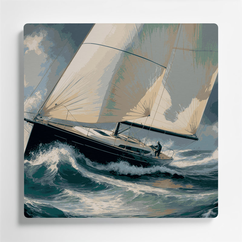 Sports nautiques, art mural gris en métal, H 16 po x l 16 po x P 0,05 po