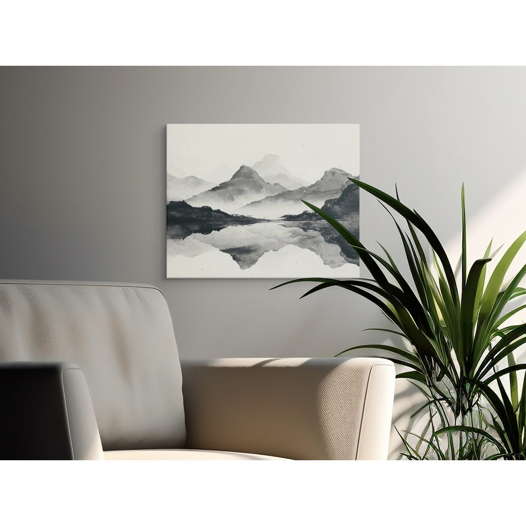 Minimalist Mountain Lake Reflection Canvas Print