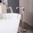 Freestanding Waterfall Tub Filler With Hand Shower, Solid 304 Stainless Steel, Cupc Ceramic Cartridge, 1.8 GPM Hand Shower, Matte Black / Brushed Gold-124339752