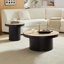 Ensemble de 2 tables basses, table basse ronde en panneau de fibres à densité moyenne pour salon, appartement-901938725-901938726