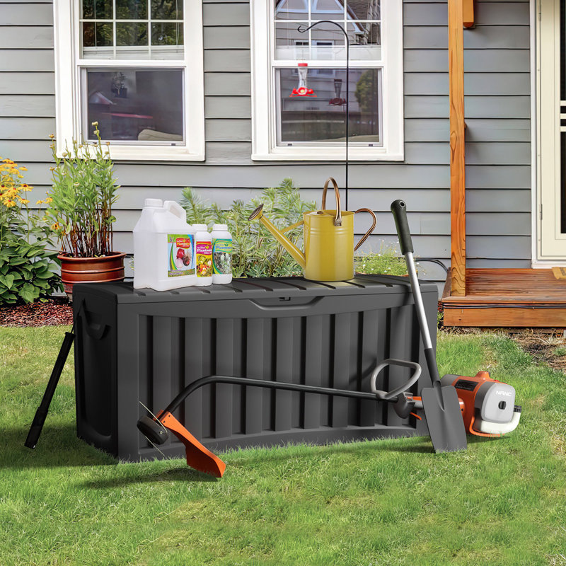 All-in Furniture 46.5'' W 90 Gallons Water Resistant Resin Lockable Deck Box in Black