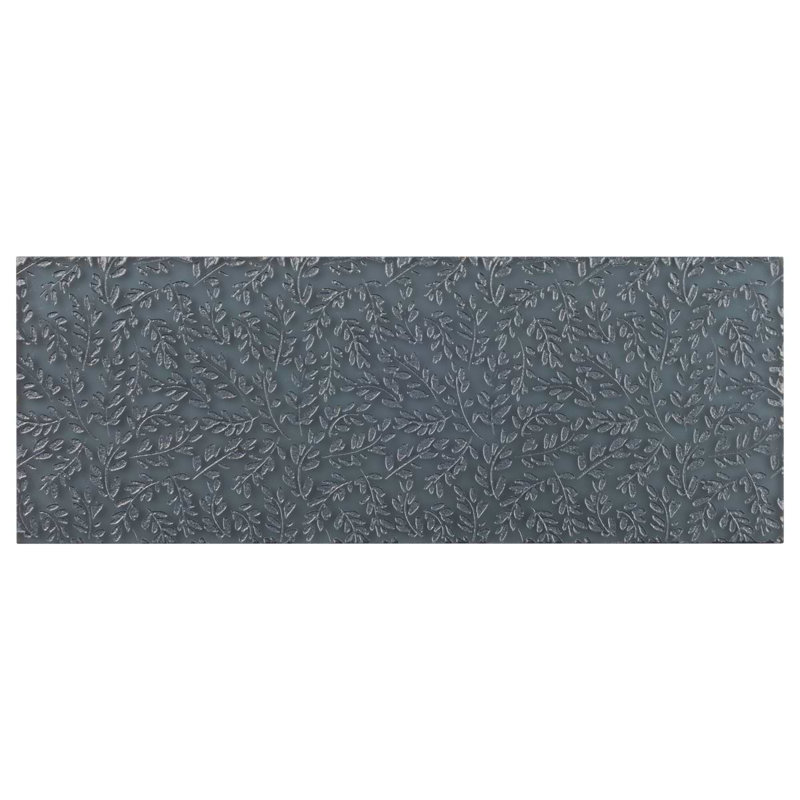 Sonya Flowers 6x16 Frosted Glass Tile, Midnight Gray