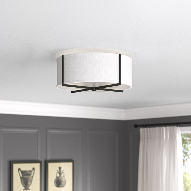 Plafonnier semi-encastré 3 lumières 19,5 po Axis, Noir, Blanc cassé