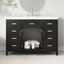 Meuble-lavabo 48 po avec lavabo, 2 portes et 8 tiroirs, système de fermeture en douceur, design classique, noir-128990553