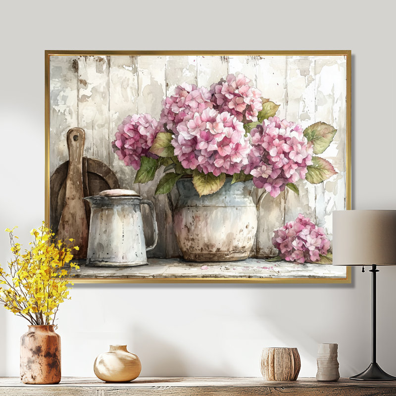 Dormalee - Floral Wall Art, 16" H x 32" W, Impression sur cadre flottant, Or
