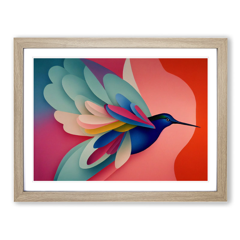 Special Abstract Hummingbird - Framed Print, 46cm H x 64cm W x 2cm D, Oak