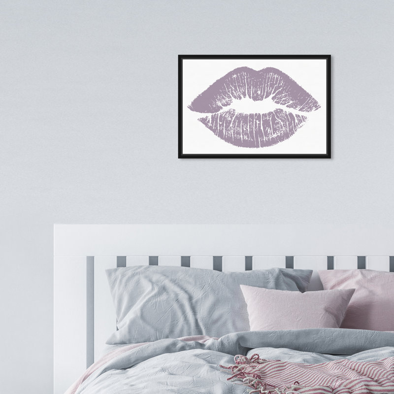 Toile unie lilas et moderne, Cadre en bois noir, H 11 po x l 16 po