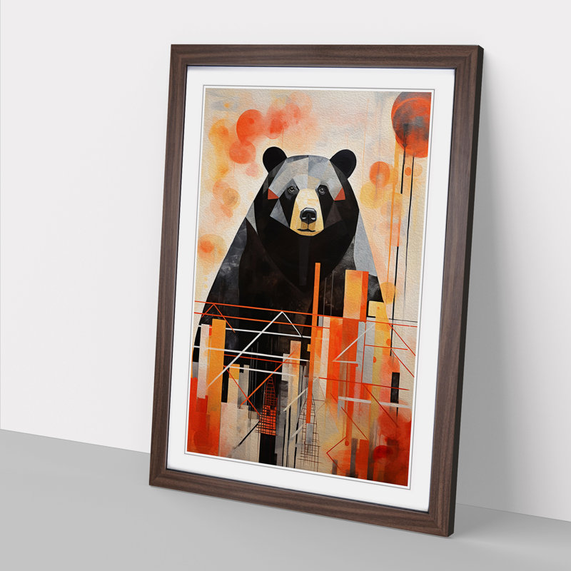 Bear Constructivism - Framed Print, Walnut Framed, 34cm H x 25cm W x 2cm D