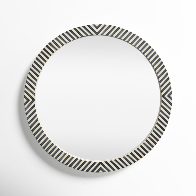 Simone Engineered Wood Round Wall Mirror, 48"H x 48"W x 2"D