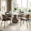 Ensemble de table de salle à manger en noyer foncé 5 pièces Otelia + grandes chaises noires pour 4/6/8/10-1628294483-1628294511-1628294508