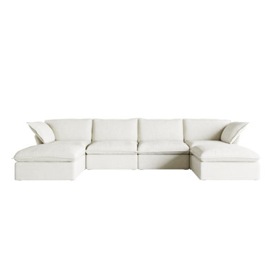 Fairford 6-Piece Upholstered Modern Corduroy Fabric Sectional Sofa With Ottoman