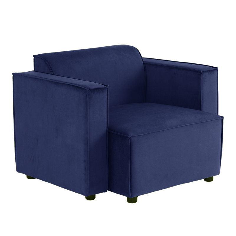 Necie Linen Sofa, 1, Dark Blue