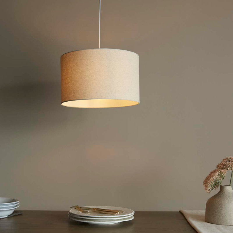 Linen Blend Drum Pendant Shade, 210 cm H x 350 cm W x 350 cm D