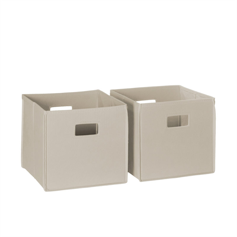 RiverRidge Kids 2pc Fabric Collapsible Storage Cube Organizers with Handles for Playroom Organization, Taupe