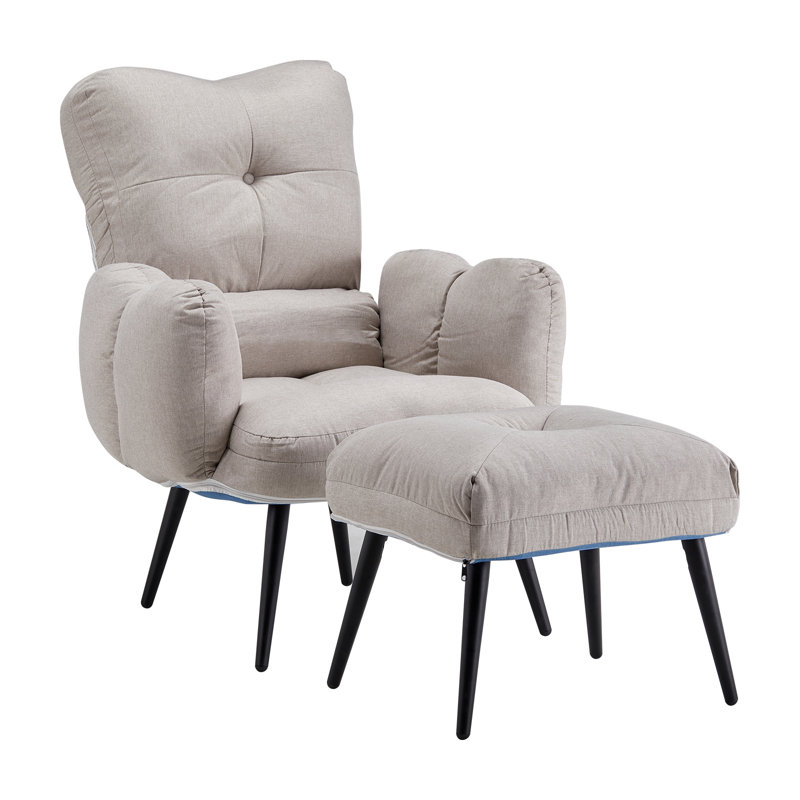 Tauranac Upholstered Accent Chair with Footstool, Beige