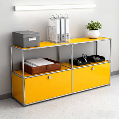 Armoire de rangement moderne et modulaire en métal avec tablettes réglables, organisateur de bureau polyvalent avec portes à fermeture en douceur, armoire en acier robuste pour bureau à domicile, salon, entrée ou cuisine