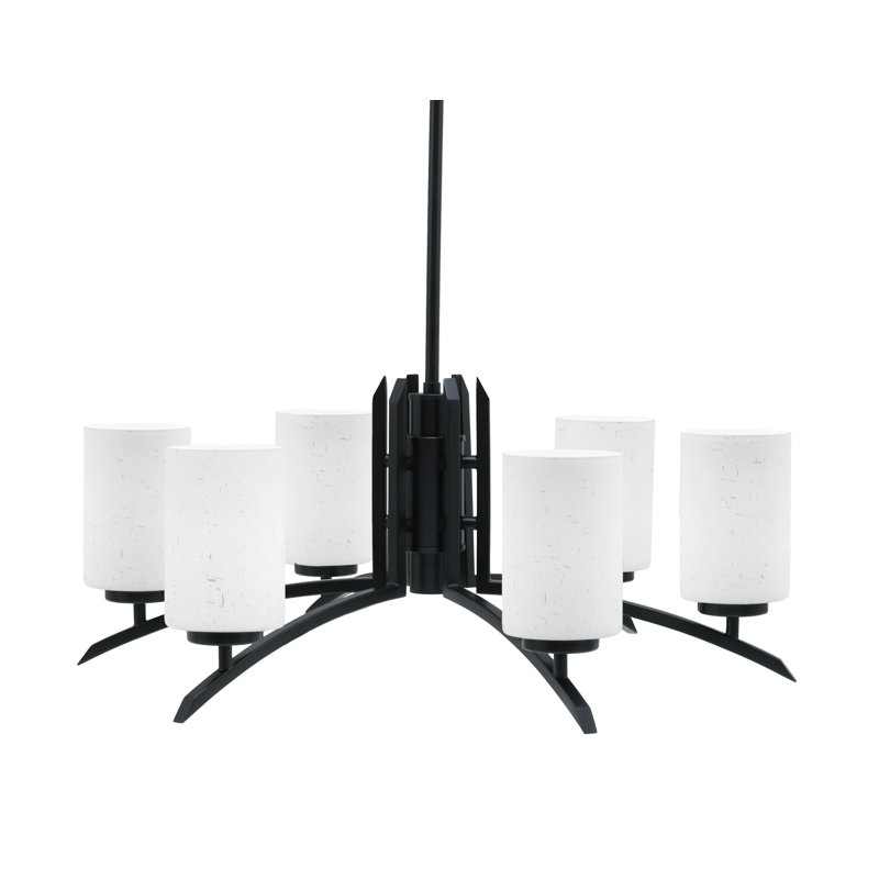Lustre lumineux en verre mousseline de 4 po Kurve, H 58,25 po x l 26 po x P 26 po, Noir mat, 6