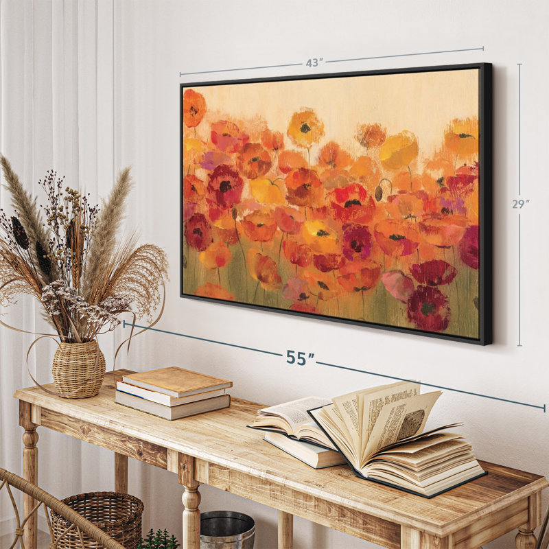 Abstrait "Coquelicots d'été", H 43 po x l 29 po