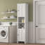 Armoire de rangement haute pour salle de bain étroite avec 2 portes et 6 tablettes
