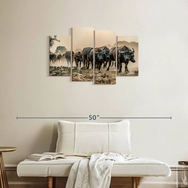 Bramal Buffalos en mouvement, H 22 po x l 36 po