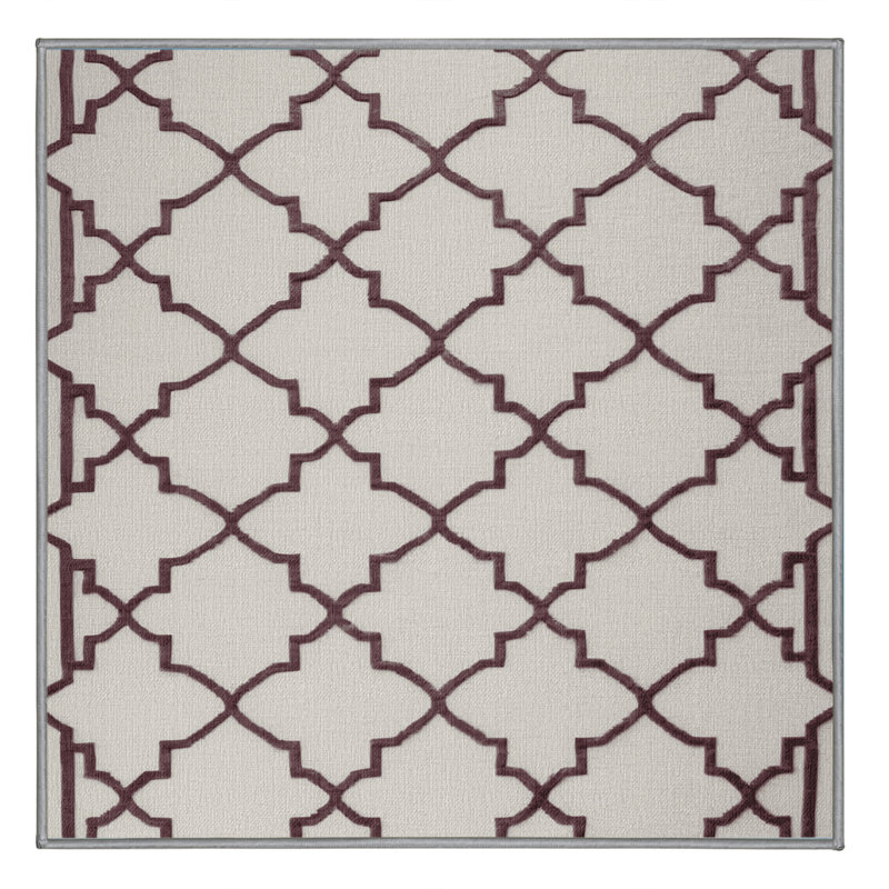 Tapis gris en treillis lavable à la machine, Carré 4 pi
