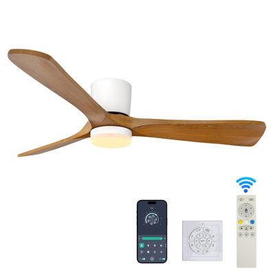 42 In. Smart Indoor Wood  Ceiling Fan With 3-colours Led Light And Dimmer And Dc Reversible And App/wall Switch/remote