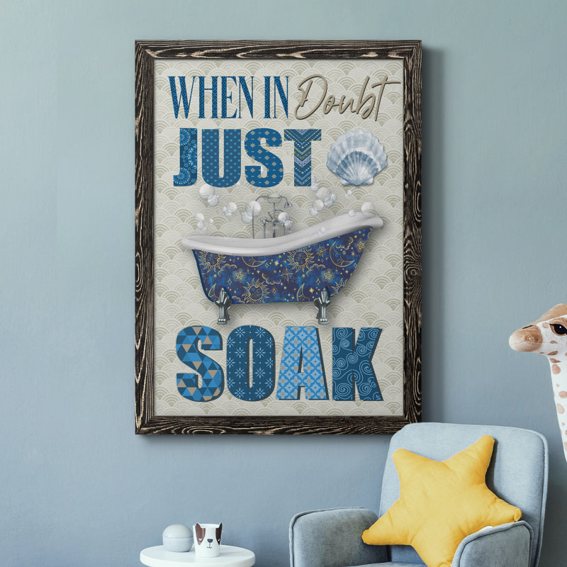 Just Soak - Art textuel sur toile, Cadre noir, H 31,5 po x l 23,5 po x P 1,5 po