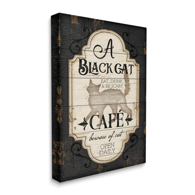 " Black Cat Café Vintage Halloween Sign Spooky Witch " by Jennifer Pugh
